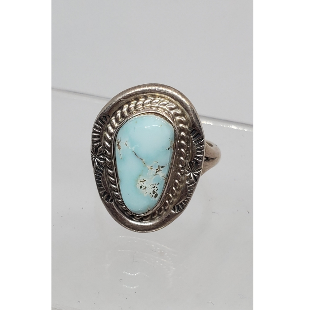 Sterling Silver Ring with Larimar Stone